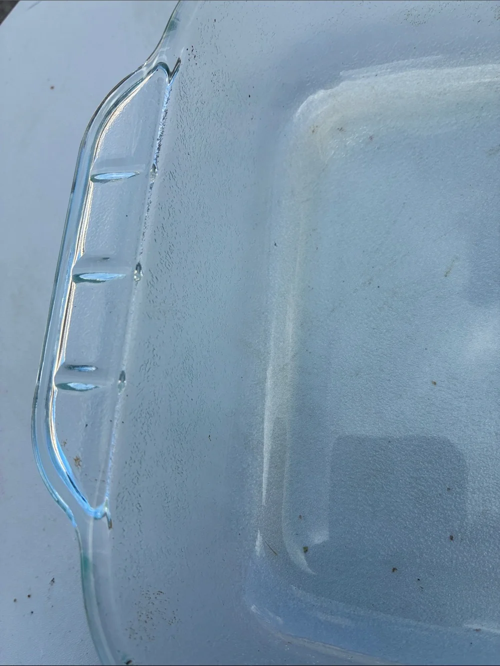 Clear frosted Glass Baking Dish with Handles - White/Clear